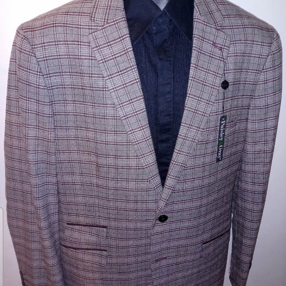 NWT PAISLEY & GRAY Plaid Sport Coat with Notched Lapel - Picture 4 of 8